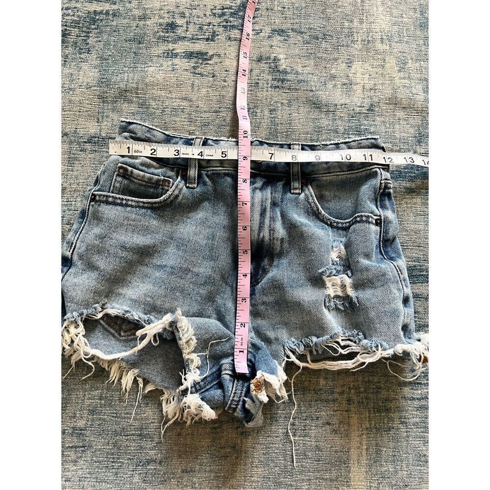PacSun Light Blue Distressed High Rise Festival Denim Shorts 23" - Picture 6 of 7